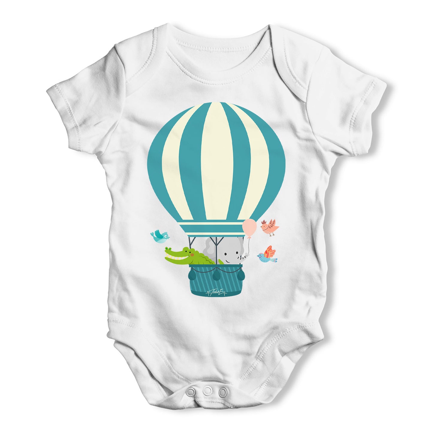 Animals In Hot Air Balloon Baby Grow Bodysuit