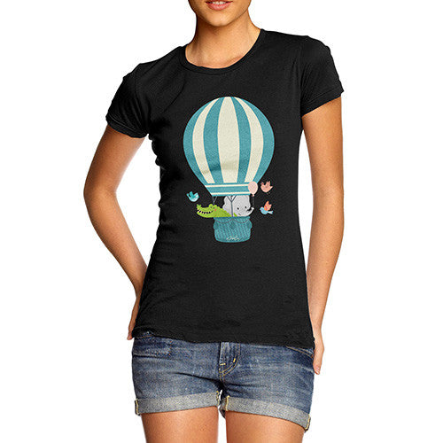 Women's Animals In Hot Air Balloon T-Shirt