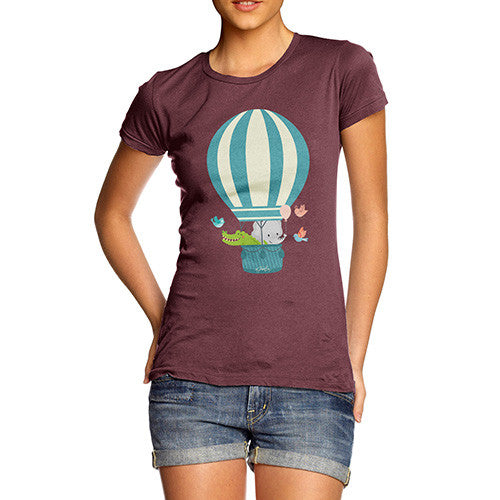 Women's Animals In Hot Air Balloon T-Shirt