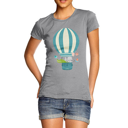 Women's Animals In Hot Air Balloon T-Shirt