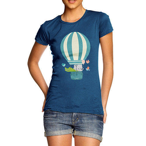 Women's Animals In Hot Air Balloon T-Shirt