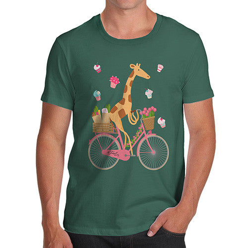 Men's Happy Giraffe Riding A Bicycle T-Shirt