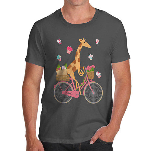 Men's Happy Giraffe Riding A Bicycle T-Shirt