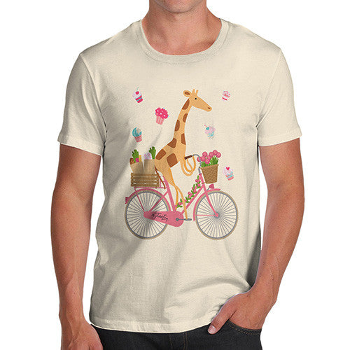 Men's Happy Giraffe Riding A Bicycle T-Shirt