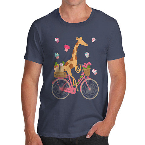 Men's Happy Giraffe Riding A Bicycle T-Shirt