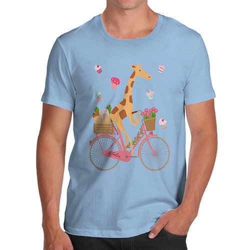 Men's Happy Giraffe Riding A Bicycle T-Shirt