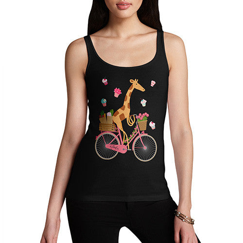 Women's Happy Giraffe Riding A Bicycle Tank Top
