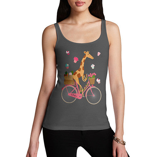 Women's Happy Giraffe Riding A Bicycle Tank Top