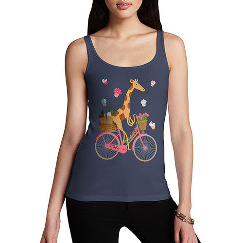 Women's Happy Giraffe Riding A Bicycle Tank Top