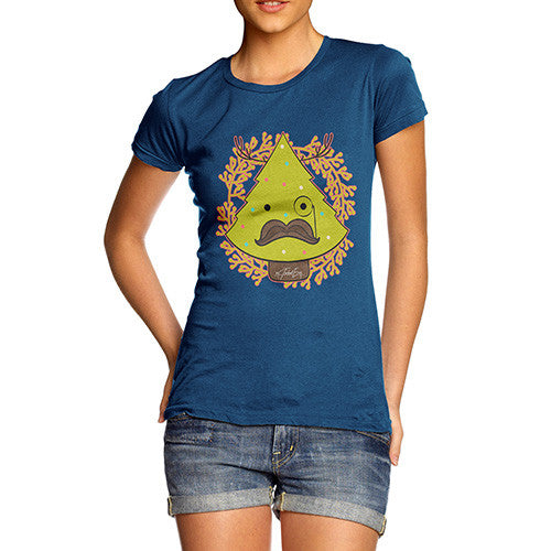 Women's Funny Hipster Moustache Christmas Tree T-Shirt