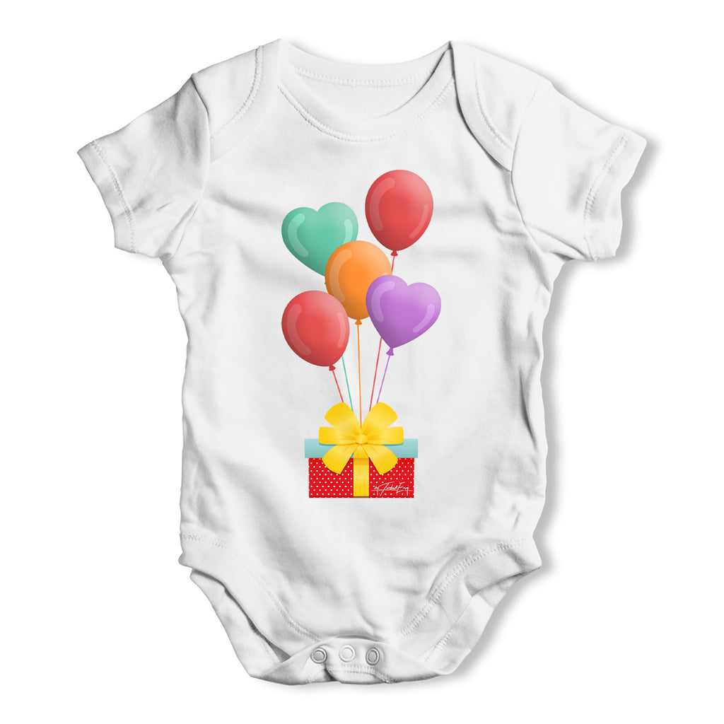 Birthday Balloons Gift Box Baby Grow Bodysuit