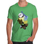 Men's Watercolour Pixel Blue Tit Bird T-Shirt