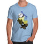 Men's Watercolour Pixel Blue Tit Bird T-Shirt