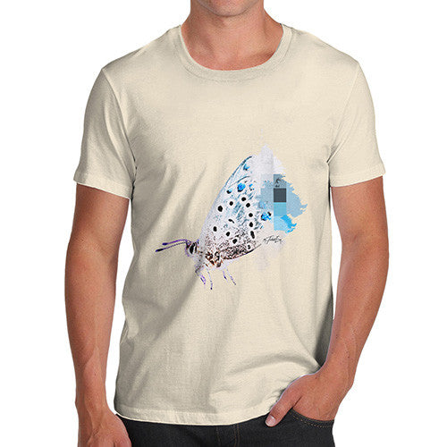 Men's Watercolour Pixel Common Blue Butterfly T-Shirt