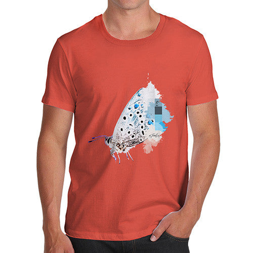 Men's Watercolour Pixel Common Blue Butterfly T-Shirt