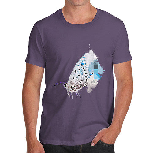 Men's Watercolour Pixel Common Blue Butterfly T-Shirt