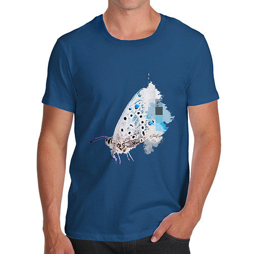 Men's Watercolour Pixel Common Blue Butterfly T-Shirt