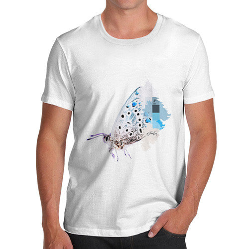 Men's Watercolour Pixel Common Blue Butterfly T-Shirt