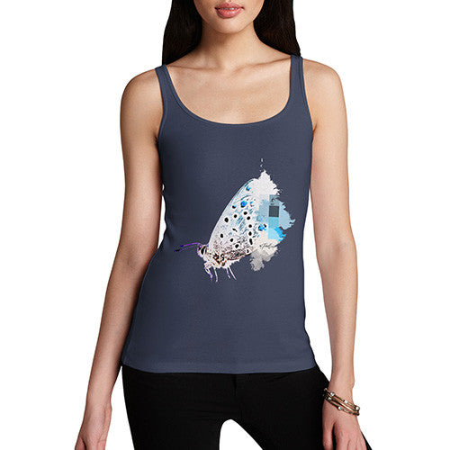 Women's Watercolour Pixel Common Blue Butterfly Tank Top