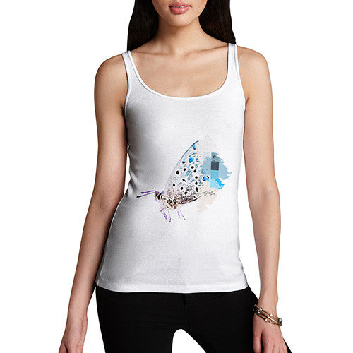 Women's Watercolour Pixel Common Blue Butterfly Tank Top