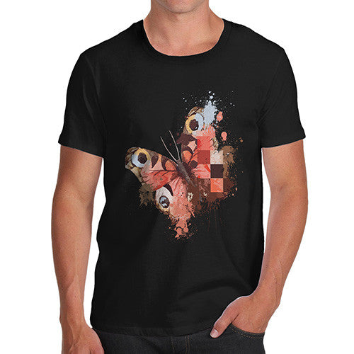 Men's Watercolour Pixel Peacock Butterfly T-Shirt