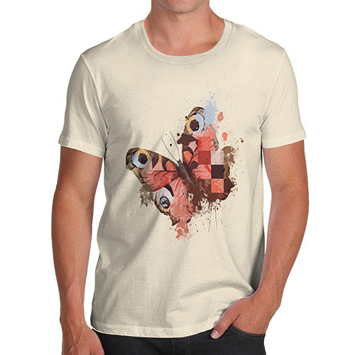 Men's Watercolour Pixel Peacock Butterfly T-Shirt