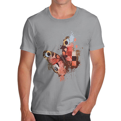 Men's Watercolour Pixel Peacock Butterfly T-Shirt