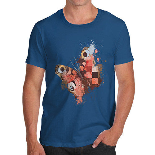 Men's Watercolour Pixel Peacock Butterfly T-Shirt