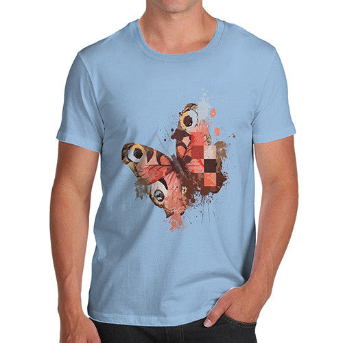 Men's Watercolour Pixel Peacock Butterfly T-Shirt