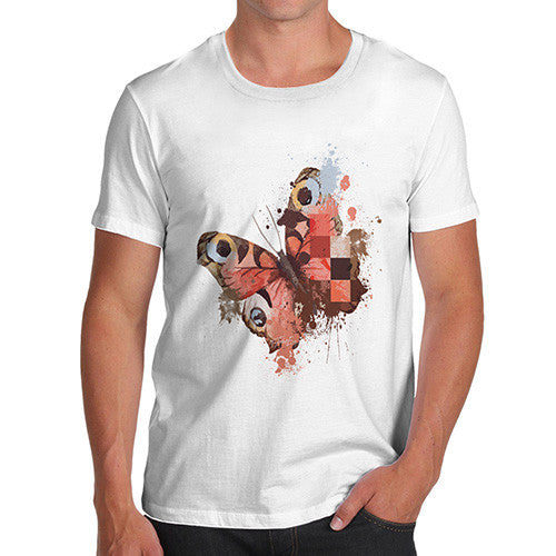 Men's Watercolour Pixel Peacock Butterfly T-Shirt