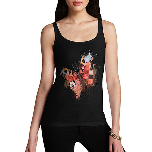 Women's Watercolour Pixel Peacock Butterfly Tank Top