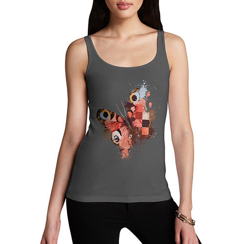 Women's Watercolour Pixel Peacock Butterfly Tank Top