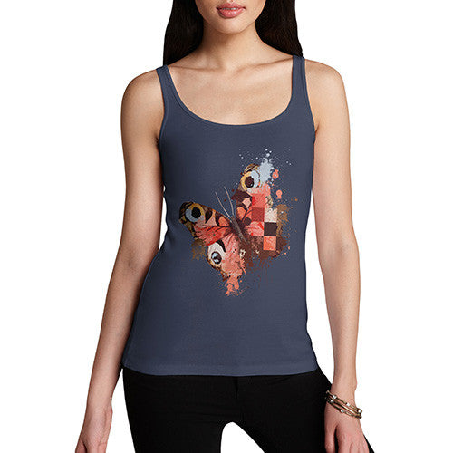 Women's Watercolour Pixel Peacock Butterfly Tank Top