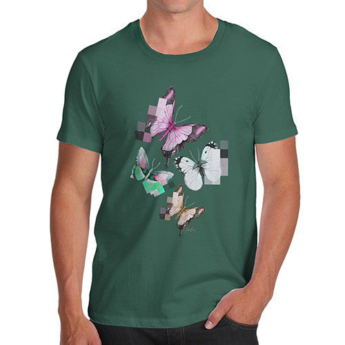 Men's Watercolour Pixel Butterflies T-Shirt