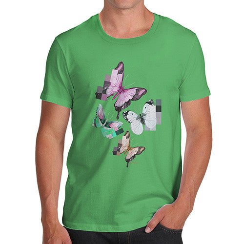 Men's Watercolour Pixel Butterflies T-Shirt