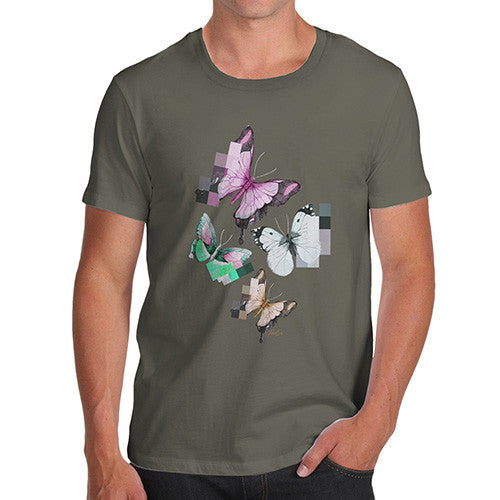 Men's Watercolour Pixel Butterflies T-Shirt