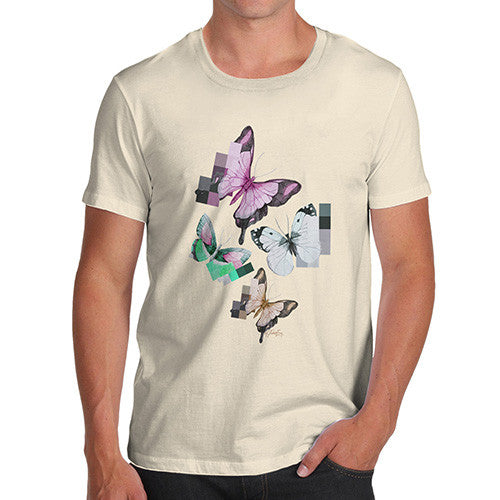 Men's Watercolour Pixel Butterflies T-Shirt