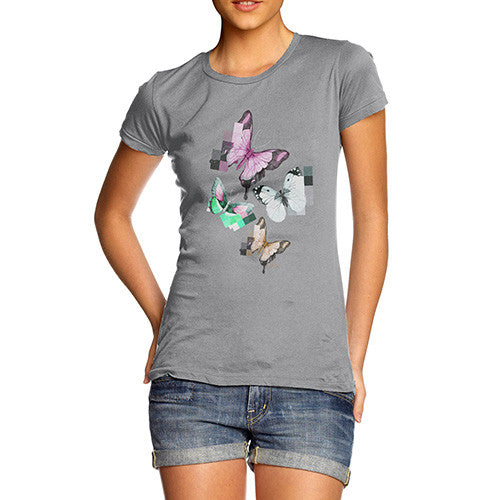 Women's Watercolour Pixel Butterflies T-Shirt