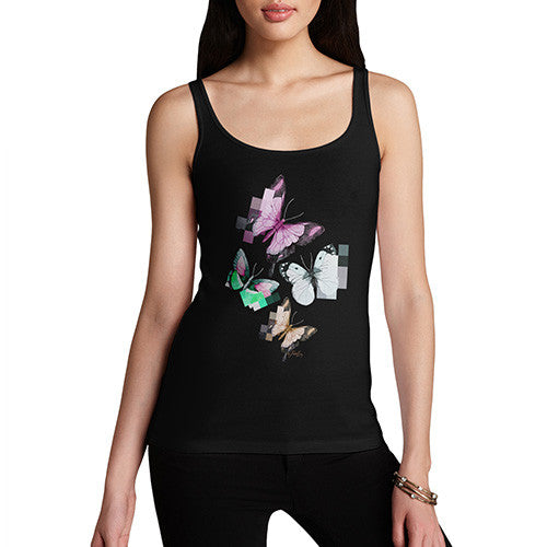 Women's Watercolour Pixel Butterflies Tank Top
