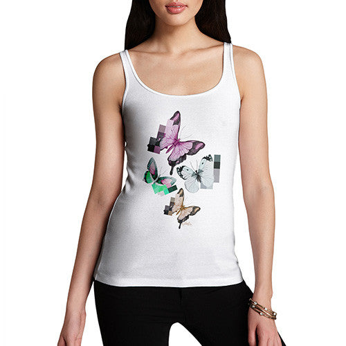 Women's Watercolour Pixel Butterflies Tank Top