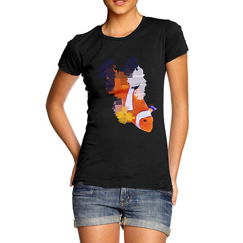 Women's Watercolour Pixel Clownfish T-Shirt