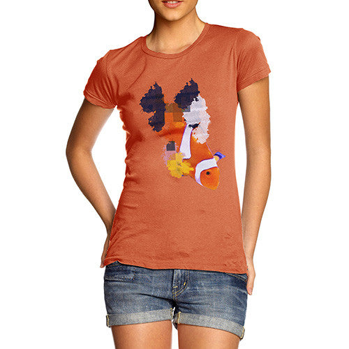 Women's Watercolour Pixel Clownfish T-Shirt