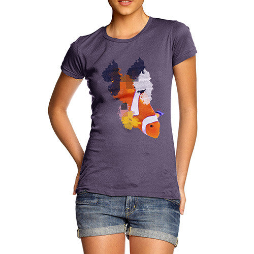 Women's Watercolour Pixel Clownfish T-Shirt