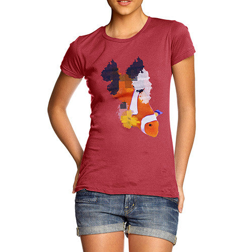 Women's Watercolour Pixel Clownfish T-Shirt