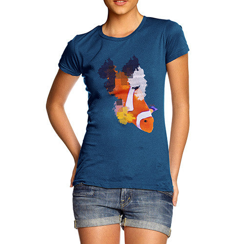 Women's Watercolour Pixel Clownfish T-Shirt