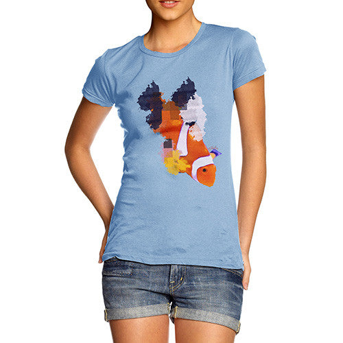 Women's Watercolour Pixel Clownfish T-Shirt