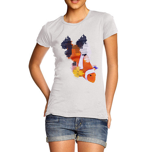 Women's Watercolour Pixel Clownfish T-Shirt