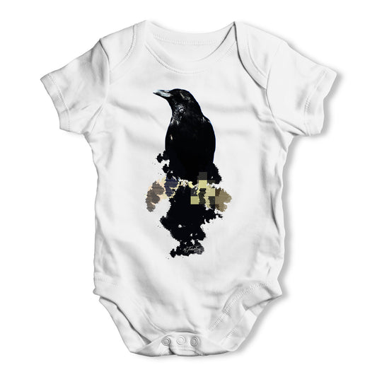 Watercolour Pixel Crow Baby Grow Bodysuit