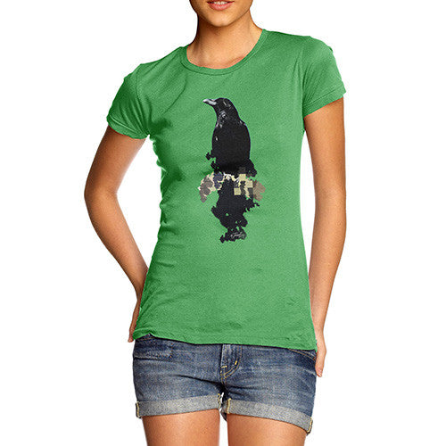 Women's Watercolour Pixel Crow T-Shirt