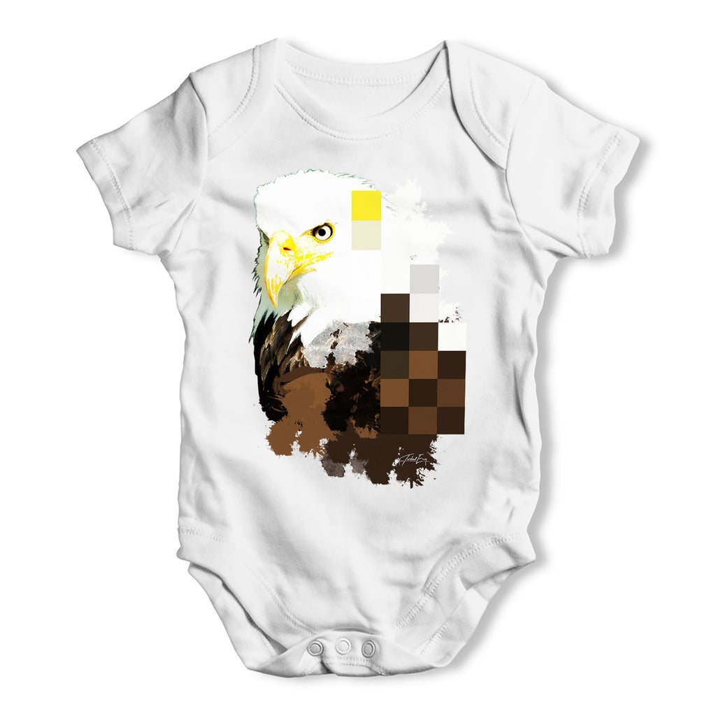 Watercolour Pixel Bald Eagle Baby Grow Bodysuit